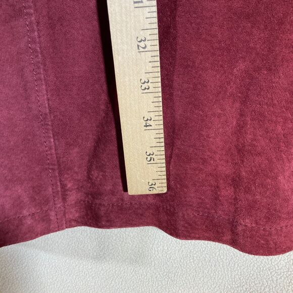 C Wonder Suede Trench Coat Women's Sz 10 Burgundy Red Lined Double Breasted - Picture 8 of 12